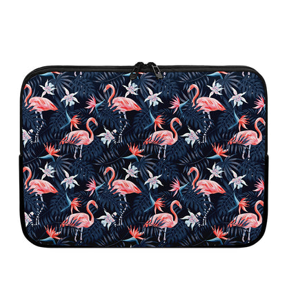 Dark Tropical Flamingo Pattern Print Laptop Sleeve