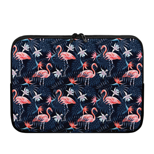 Dark Tropical Flamingo Pattern Print Laptop Sleeve