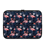 Dark Tropical Flamingo Pattern Print Laptop Sleeve