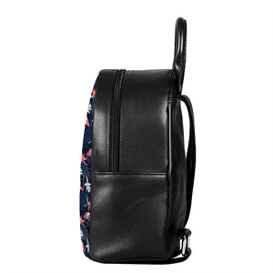 Dark Tropical Flamingo Pattern Print Leather Backpack