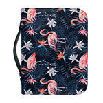 Dark Tropical Flamingo Pattern Print Leather Bible Cover