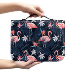 Dark Tropical Flamingo Pattern Print Leather Bible Cover