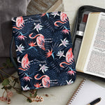 Dark Tropical Flamingo Pattern Print Leather Bible Cover