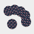 Dark Tropical Flamingo Pattern Print Leather Coaster Set