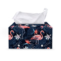 Dark Tropical Flamingo Pattern Print Leather Tissue Box Cover