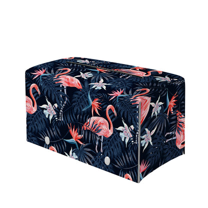 Dark Tropical Flamingo Pattern Print Leather Tissue Box Cover