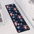 Dark Tropical Flamingo Pattern Print Long Kitchen Mat