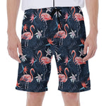 Dark Tropical Flamingo Pattern Print Men's Beach Shorts