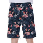 Dark Tropical Flamingo Pattern Print Men's Beach Shorts