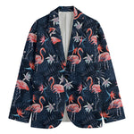 Dark Tropical Flamingo Pattern Print Men's Blazer