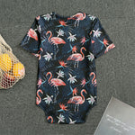 Dark Tropical Flamingo Pattern Print Men's Bodysuit