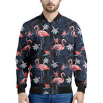 Dark Tropical Flamingo Pattern Print Men's Bomber Jacket