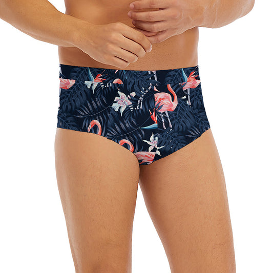 Dark Tropical Flamingo Pattern Print Men's Briefs
