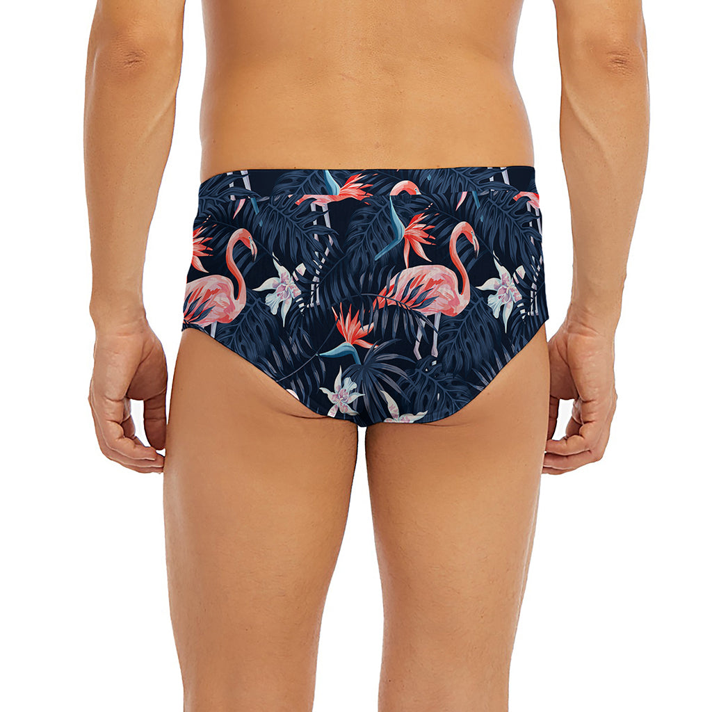 Dark Tropical Flamingo Pattern Print Men's Briefs