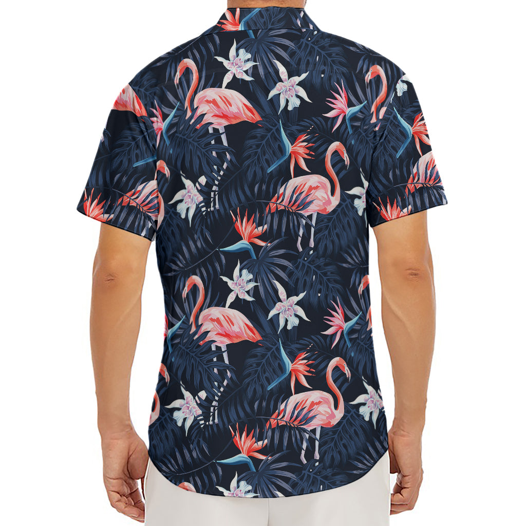 Dark Tropical Flamingo Pattern Print Men's Deep V-Neck Shirt