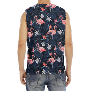 Dark Tropical Flamingo Pattern Print Men's Fitness Tank Top