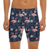 Dark Tropical Flamingo Pattern Print Men's Long Boxer Briefs