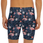 Dark Tropical Flamingo Pattern Print Men's Long Boxer Briefs