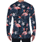 Dark Tropical Flamingo Pattern Print Men's Long Sleeve T-Shirt