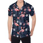Dark Tropical Flamingo Pattern Print Men's Shirt