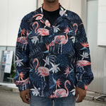 Dark Tropical Flamingo Pattern Print Men's Shirt Jacket