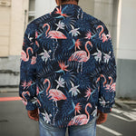 Dark Tropical Flamingo Pattern Print Men's Shirt Jacket