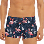 Dark Tropical Flamingo Pattern Print Men's Short Boxer Briefs