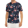 Dark Tropical Flamingo Pattern Print Men's Short Sleeve Rash Guard