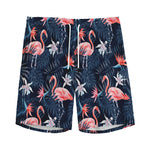 Dark Tropical Flamingo Pattern Print Men's Sports Shorts