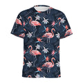 Dark Tropical Flamingo Pattern Print Men's Athletic T-Shirt