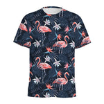 Dark Tropical Flamingo Pattern Print Men's Sports T-Shirt