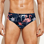 Dark Tropical Flamingo Pattern Print Men's Swim Briefs