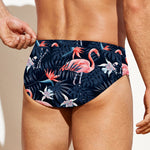 Dark Tropical Flamingo Pattern Print Men's Swim Briefs