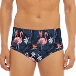 Dark Tropical Flamingo Pattern Print Men's Triangle Swim Briefs