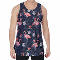 Dark Tropical Flamingo Pattern Print Men's Velvet Tank Top