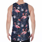 Dark Tropical Flamingo Pattern Print Men's Velvet Tank Top