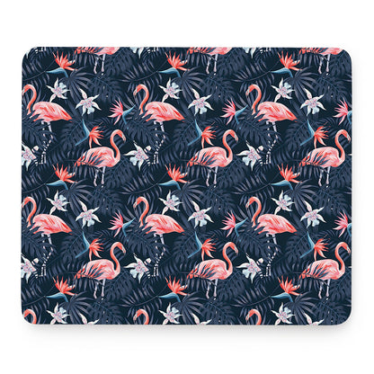 Dark Tropical Flamingo Pattern Print Mouse Pad