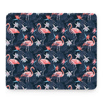 Dark Tropical Flamingo Pattern Print Mouse Pad
