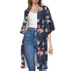 Dark Tropical Flamingo Pattern Print Open Front Beach Cover Up