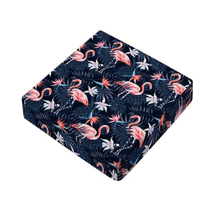 Dark Tropical Flamingo Pattern Print Outdoor Seat Cushion Cover