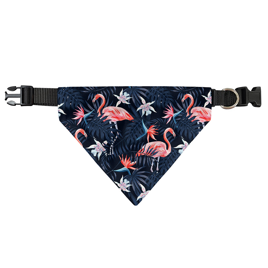 Dark Tropical Flamingo Pattern Print Over The Collar Dog Bandana