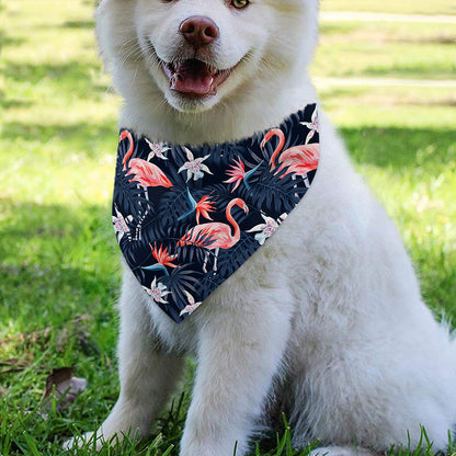 Dark Tropical Flamingo Pattern Print Over The Collar Dog Bandana