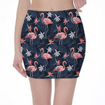 Dark Tropical Flamingo Pattern Print Pencil Mini Skirt