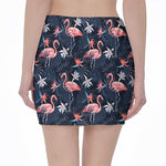 Dark Tropical Flamingo Pattern Print Pencil Mini Skirt