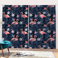 Dark Tropical Flamingo Pattern Print Pencil Pleat Curtains