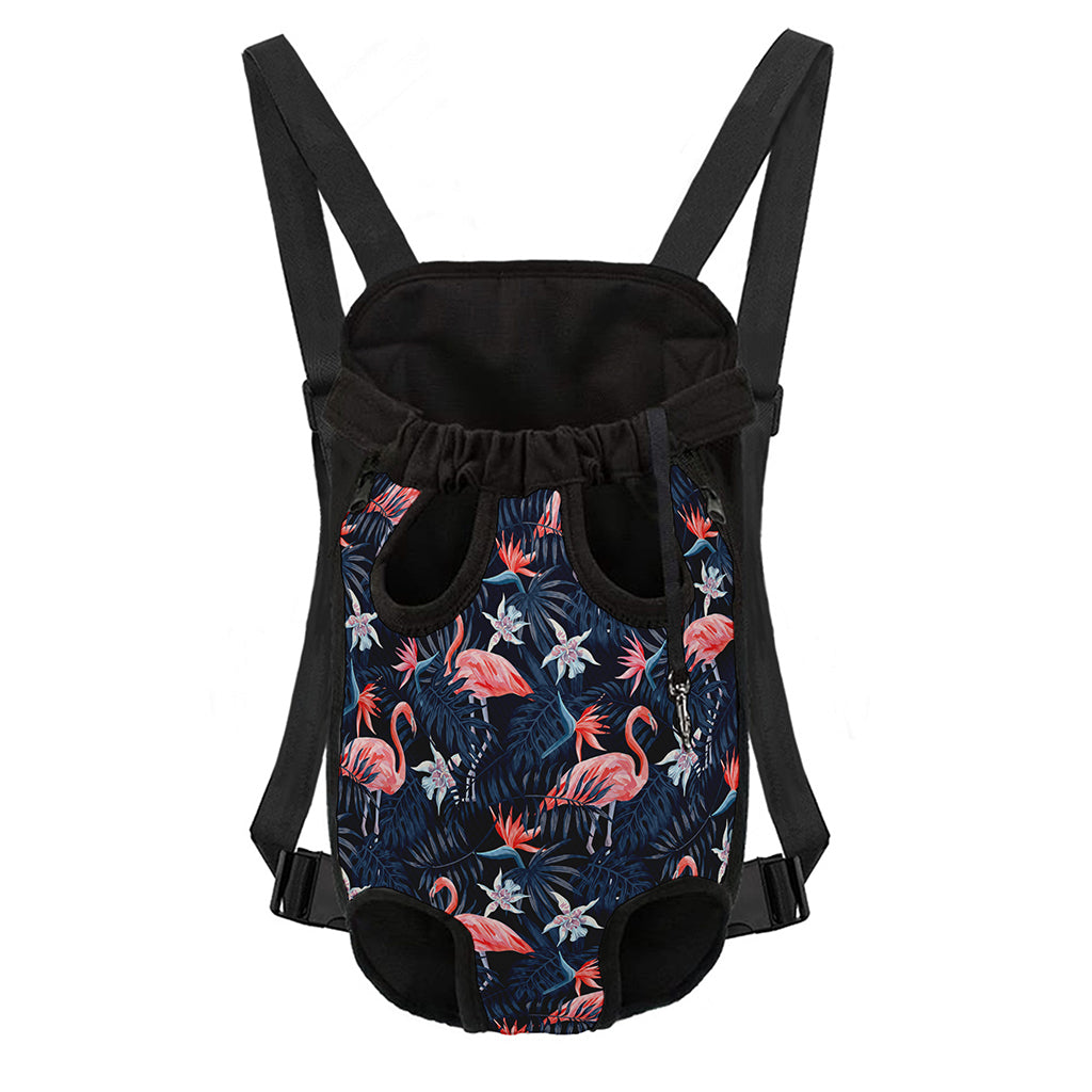 Dark Tropical Flamingo Pattern Print Pet Carrier Backpack