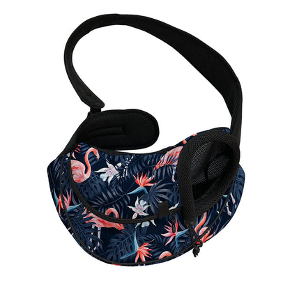 Dark Tropical Flamingo Pattern Print Pet Sling Carrier