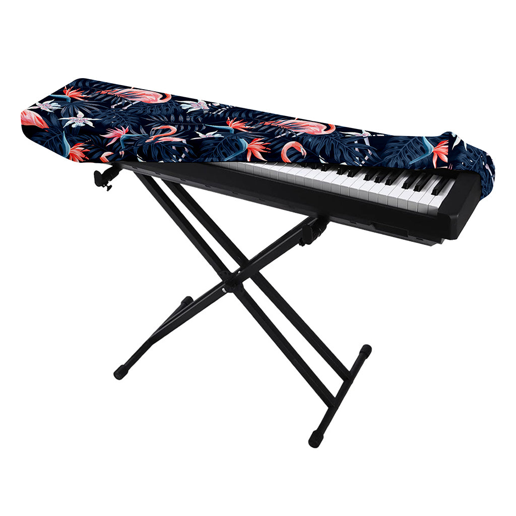 Dark Tropical Flamingo Pattern Print Piano Keyboard Cover