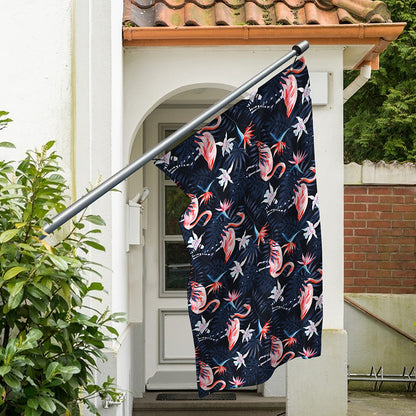 Dark Tropical Flamingo Pattern Print Polyester Flag
