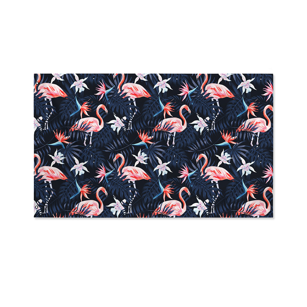 Dark Tropical Flamingo Pattern Print Polyester Flag
